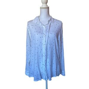 Rails women’s Sydney navy stars print linen cotton button down shirt size m